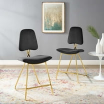 Modway Ponder Counter Stool Performance Velvet Set of 2 in Black