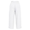 thumbnail image 7 of Women Solid Harem Capris Elastic Drawstring Waist Pockets Lightweight Summer Beach Holiday Casual Pants White S, 7 of 7