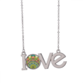 thumbnail image 1 of Imprimer Répéter Tissu Vert Coloré Art Amour Collier Pendentif Bijoux, 1 of 3