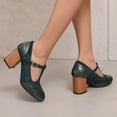 thumbnail image 6 of SACFOF Women's T-Strap Mary Jane Pumps Round Closed Toe Comfortable Low Chunky Block Heel Wedding Dress Evening Party Shoes, 6 of 6