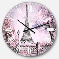thumbnail image 1 of DesignArt Horloge Murale Eiffel avec Fleurs Roses Grande, 1 of 2