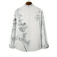 thumbnail image 2 of Mens Vintage Shirt Casual Button Down Shirts Long Sleeve Summer Beach Shirts White bamboo 3XL, 2 of 6