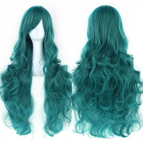 XmhyTop Spiral Curly Long Wig, 32" (80cm) Length, Perfect for Cosplay Costumes, Turquoise