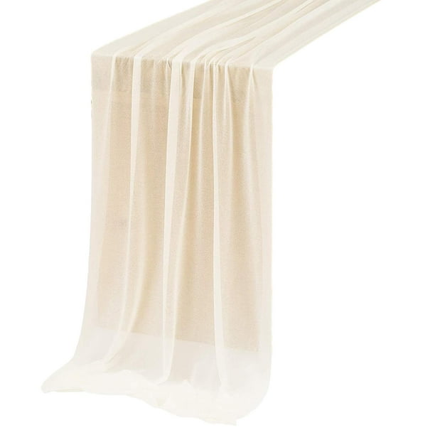 Camino de mesa de gasa romántico largo camino de mesa rústico mantel mesa de boda Blanco 70x300cm