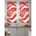 thumbnail image 2 of Red Waves Tier Curtains 45 Inch Length, Sheer Curtains for Bedroom Living Room Window, Ombre Sea Ripples Shabby Beach Rod Pocket Voile Drapes Kitchen Curtains Small Half Window 27.5"x45" 2 Panels, 2 of 7