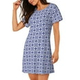 thumbnail image 2 of Naloa Blue And White Porcelain Chinaware Print Women Nightgowns,Womens Loungewear,Short Sleeve Sleepwear,Comfy Ladies Nightdress, 2 of 6