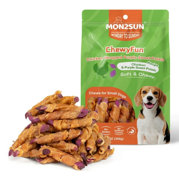 MON2SUN Chicken Wrapped Purple Sweet Potato Small Dog Treats, 10.6oz (30 Count)