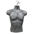 thumbnail image 3 of DisplayTown Gray Male Mannequin Torso with Stand Dress Form Tshirt Display Countertop Hollow Back Body with Metal Pole & Hanging Hook S-M Clothing Sizes (Set of 1), 3 of 4