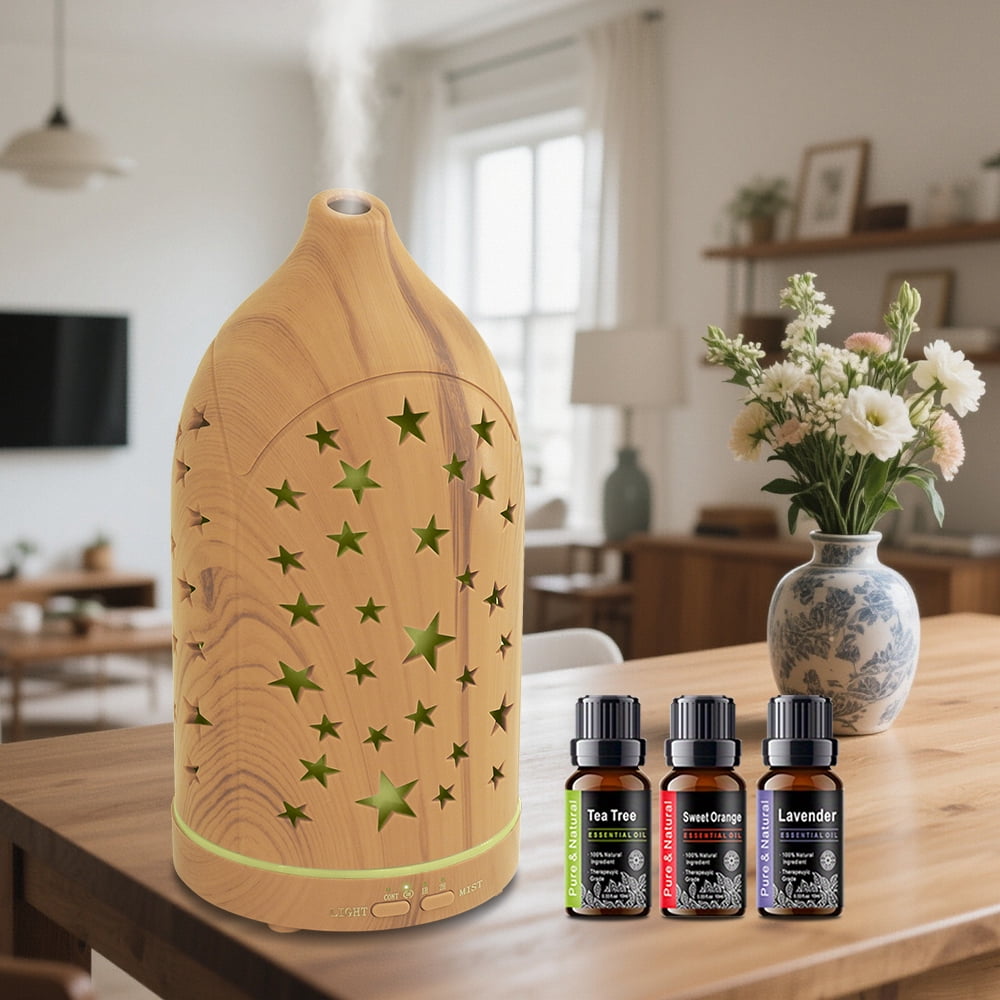 200ml Essential Oil Diffuser for Home 7 LED Color Changing, Ultra Quiet, BPA-Free Aromatherapy Diffuser for Office, Yoga & Sleep