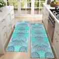 thumbnail image 4 of Kitchen Rugs Sets Of 2,Turquoise Floral and Petal Pattern Anti Fatigue Kitchen Mat Rugs Non Slip Washable,Decorative Kitchen Floor Mats for Kitchen,Sink,Laundry,17"X47", 4 of 5
