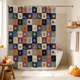 thumbnail image 4 of Purple Green Blue Plaid Shower Curtain, Waterproof Shower Curtains for Bathroom, Moon Floral Cat Checked Washable Fabric Bathtub Curtain Set Bath Decor with 12 Hooks Long 72"x84", 4 of 8