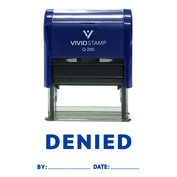 Vivid Stamp DENIED By Date Self Inking Rubber Stamp (Blue Ink) Medium
