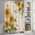 thumbnail image 3 of Sunflower Leaves Fabric Shower Curtain Floral Retro Washable Shower Curtains for Bathroom, Waterproof Bath Curtain with Hooks Home Decor 72x84in, 3 of 8