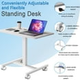 thumbnail image 4 of Adjustable Height Mobile Standing Desk for Teacher with Wheels, Portable Rolling Laptop Workstation for Home Office, Small Computer Desk for Small Spaces,White, 4 of 15