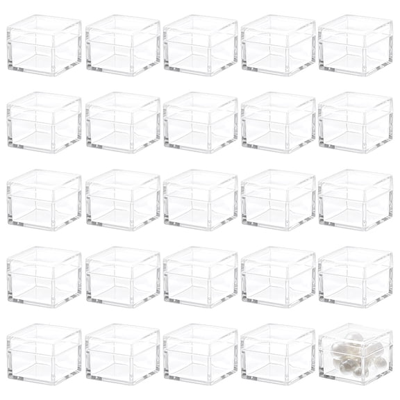 36 Pcs Clear Plastic Jewelry Box Small Square Storage Box with Lid Mini Cube Container for Coins Tiny Jewelry 0.96x0.96x0.79 Inch