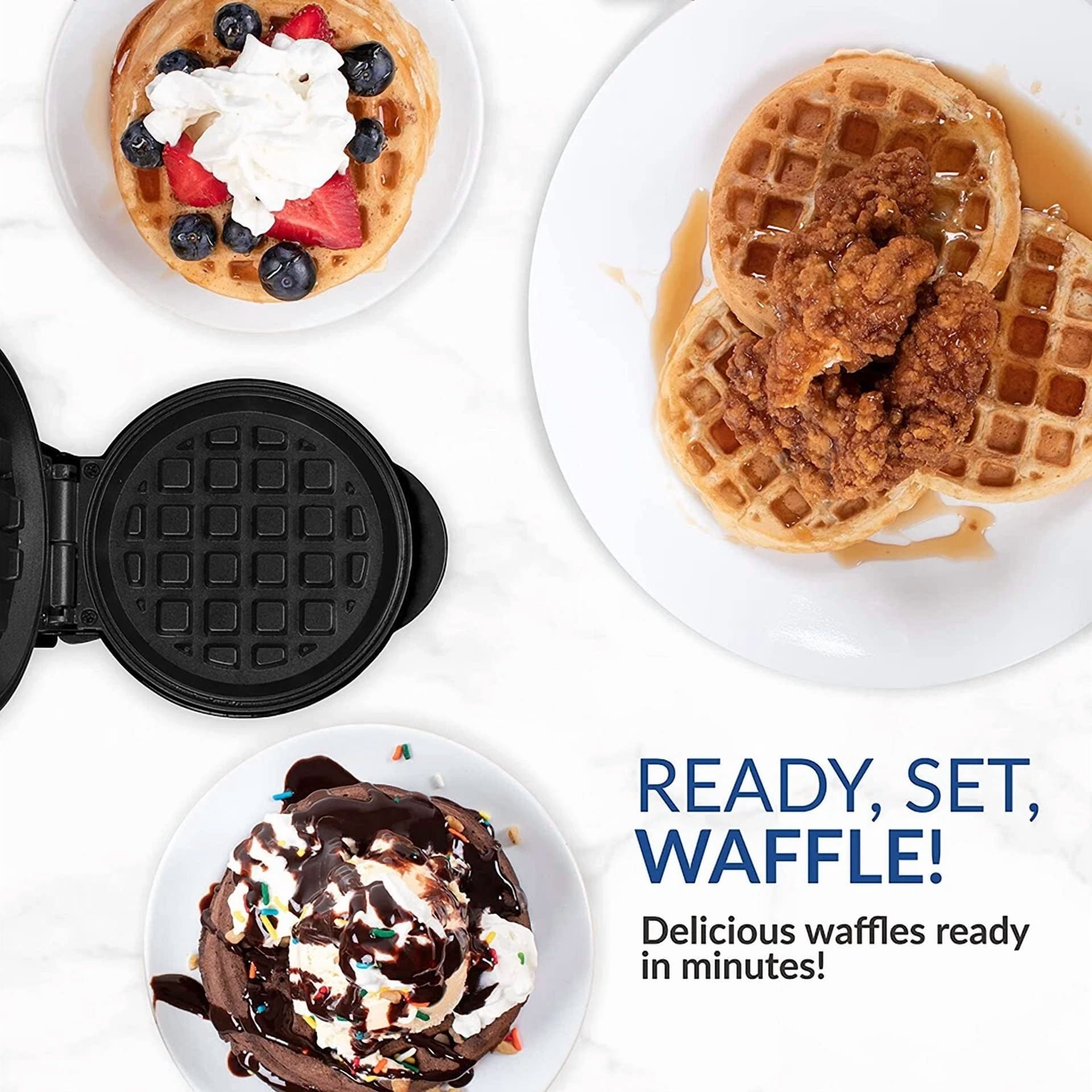 CIRCLE- Nostalgia Mymini Waffle Maker 5 Non-Stick Cooking Surface. New Factory Sealed