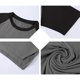 thumbnail image 4 of Blusas y camisas de manga corta y cuello redondo para hombre. Blusa de manga corta con cuello redondo, elástica, de color liso y empalmada., 4 of 4