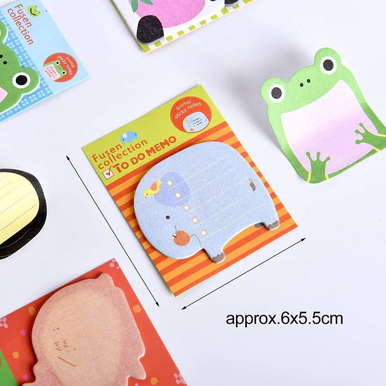 Cute Animals Plant Foods Mini Sticky Notes, 8 Styles Cartoon Flags Index  Tabs Self-Stick Fun Post it Notes, 120 Sheets/Pack, for Students Bookmark