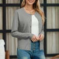 thumbnail image 3 of qucoqpe Women's Lightweight Button Down Cardigan Long Sleeve Casual Crew Neck Soft Knit Cardigan Sweater Tops for Women, 3 of 6
