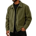 thumbnail image 2 of Zimjoy Corduroy Jacket for Men Button Down Vintage Long Sleeve Shacket Lightweight Relaxed Fit Western Jackets for Casual Fall Winter Army Green XL, 2 of 9