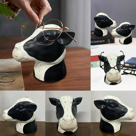 

BFYSFBAIG Personalized Farmhouse Cow 3D Resin Handicraft Glasses Frame Cow Glasses Frame Ornament Fun Cow Head Glasses Frame Bedside Table Or Desk Glasses Frame 1Pc Black Bathroom Decor