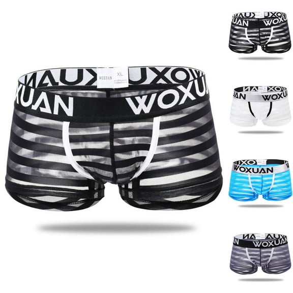 Dovford Men’s Sheer Boxer Briefs See Though Micro Mesh Ice Silk Fashion Split Side Bulge Pouch Breathable