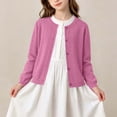 thumbnail image 2 of GigrtiJin Cotton Cardigan for Girls Long Sleeve Button Down Cardigan Crew Neck Trendy Cute Casual Loose Sweater 1T-15T, 2 of 3