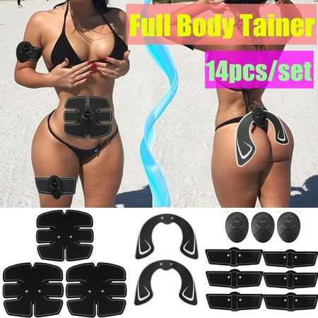 INSMA 14Pcs/Set ABS Stimulator, EMS Buttocks Lifter Abdominal Muscle Trainer Smart Full Body Building Fitness Workout Anywhere