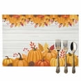 thumbnail image 2 of Thanksgiving Placemats Set of 8 Fall Orange Pumpkin Maple Leaf Wood Grain Heat Insulated Linen Place Mats, Washable Stain-Proof Table Mats for Dining Tables Holiday Decor 13x19inch, 2 of 9