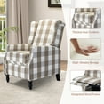 thumbnail image 6 of Push Back Recliners Chairs Set of 2, Tina's Home Fabric Accent Chair Armrest Sofa Wingback Wood Legs Living Room Plaid, 6 of 7