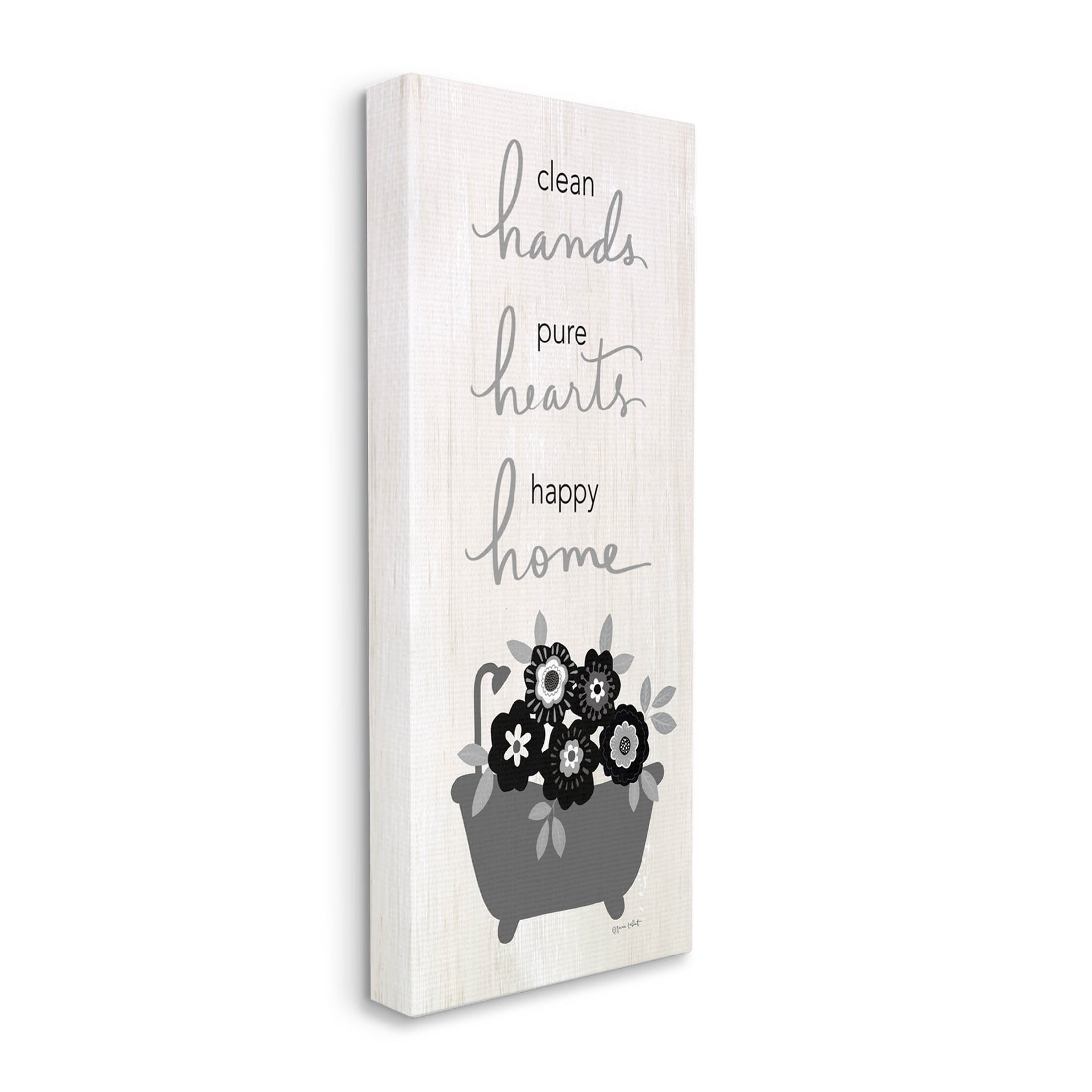 Stupell Industries Clean Hands Pure Hearts Floral Bathroom Graphic Art Gallery Wrapped Canvas Print Wall Art, Design by Anna LaPoint