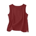 thumbnail image 4 of ClodeEU Women's Lightweight Crew Neck Sleeveless Linen Tank Top, Casual Loose Fit Summer Blouse Wine,Women's Plus L, 4 of 6