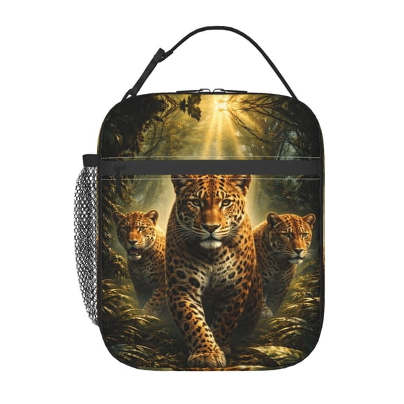 Leopard Lunch Bag Reusable Thermal Lunch Tote with Handle for Women and Men