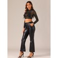 thumbnail image 3 of DARING DIVA Women's Semi-Sheer Heart Print Party Mesh Blouses XS Solid Black, 3 of 6