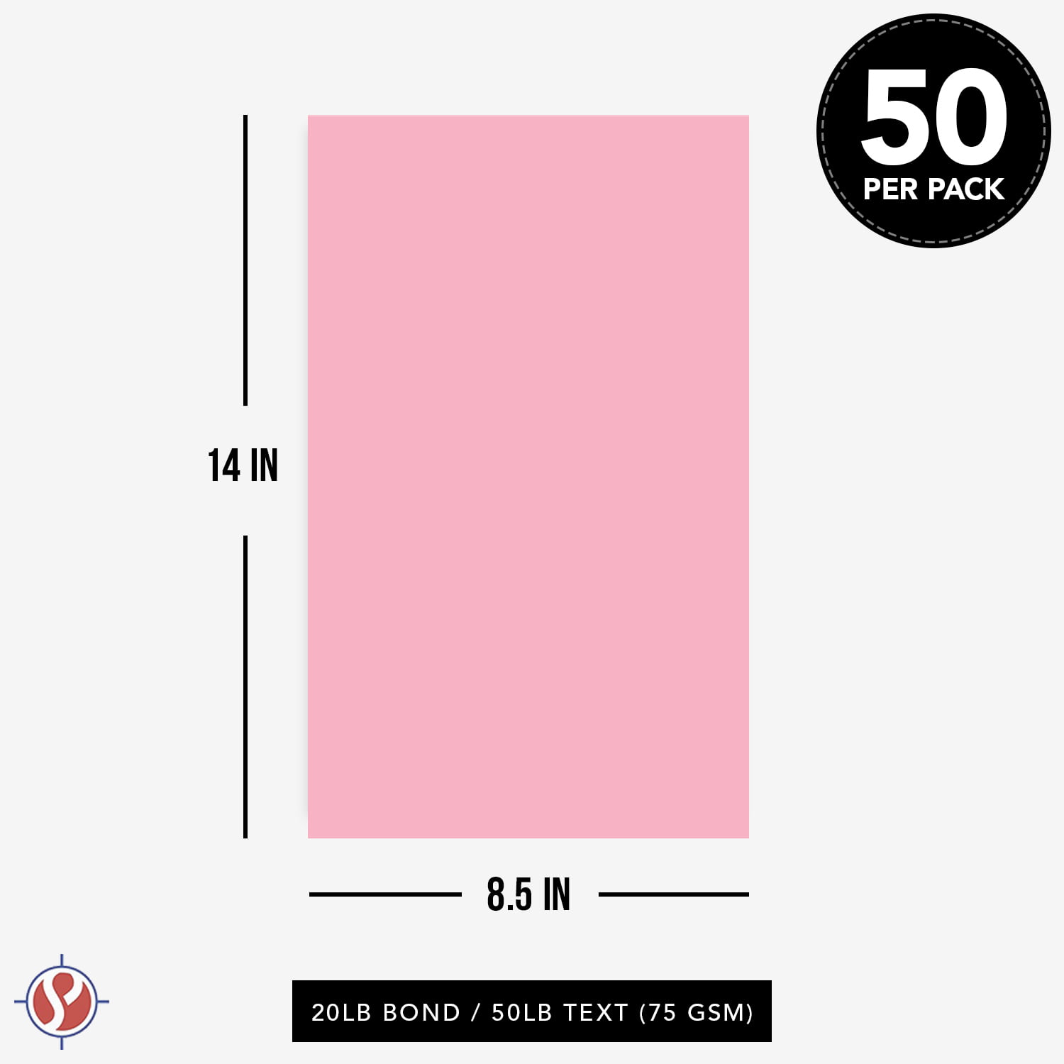 Color Paper, 8.5” x 11”, 20 lb / 75 gsm, Pink , 500 Sheets