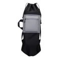 thumbnail image 3 of Mochila para monopatín con cierre de cordón, bolsa de almacenamiento para esterilla de yoga, impermeable, para longboard Negro y gris, 3 of 8