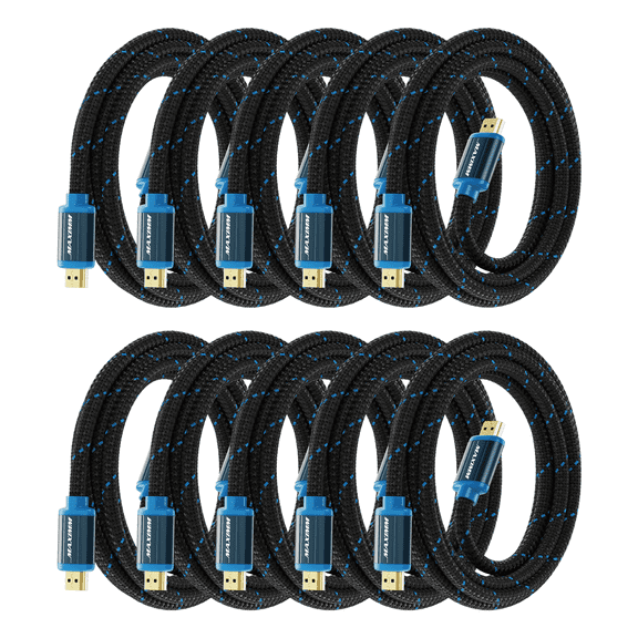 Maximm 4K HDMI Cable 10 Pack 8 Feet – High-Speed HDMI Cord 18 Gbps, Supports 4K 60Hz, Nylon Braided