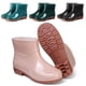 thumbnail image 1 of Botas de lluvia cortas de plástico 3508, zapatos de agua para mujer, tubo bajo, PVC, tendón de res, suela gruesa, forro polar, zapatos de trabajo de color sólido, botas de lluvia impermeables, 1 of 5
