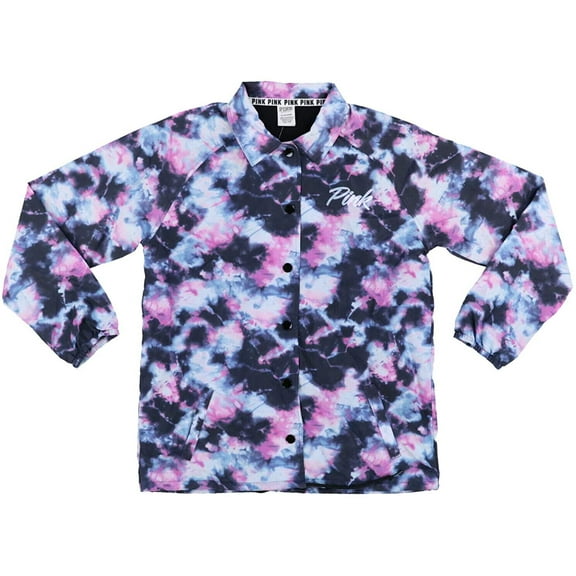 Victoria's Secret Pink Coaches Jacket Anorak Color Tie Dye Size XSmall NWT
