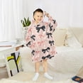 thumbnail image 6 of joogoo Wearable Blanket Hoodie for Pink Black Bows Flannel Sherpa Pocket 3-14 YR S, 6 of 7