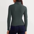 thumbnail image 4 of DuoJiaJ Womens Long Sleeve Turtleneck Crop Tops Basic Slim Fitted Going Out T Shirts Winter Clothes Breathable Sport Tops Gray XL, 4 of 5