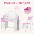 thumbnail image 4 of Jolie Vallee Princess Makeup Desk for Little Girls, 3-in-1 Kids Vanity Set with Chair & Lighted Mirror, Toddler Pretend Play Dressing Table with Bookshelf & Storage Cabinet, White, 4 of 8