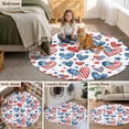 thumbnail image 6 of Independence Day Washable Round Area Rug 8 ft, U. S. Flag Themed Love Heart Five-Pointed Stars, Soft Non Slip Rugs Stain Repellent Indoor Felt Carpet for Living Dining Room Bedroom Home Office, 6 of 9