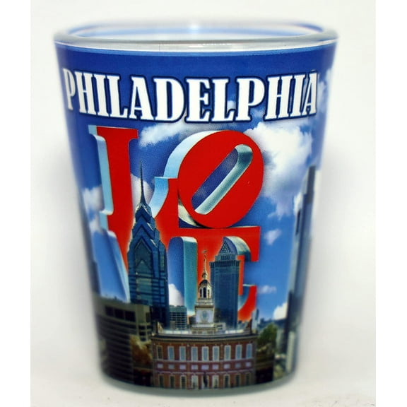 Philadelphia Pennsylvania Day Skyline Love Sculpture Shot Glass