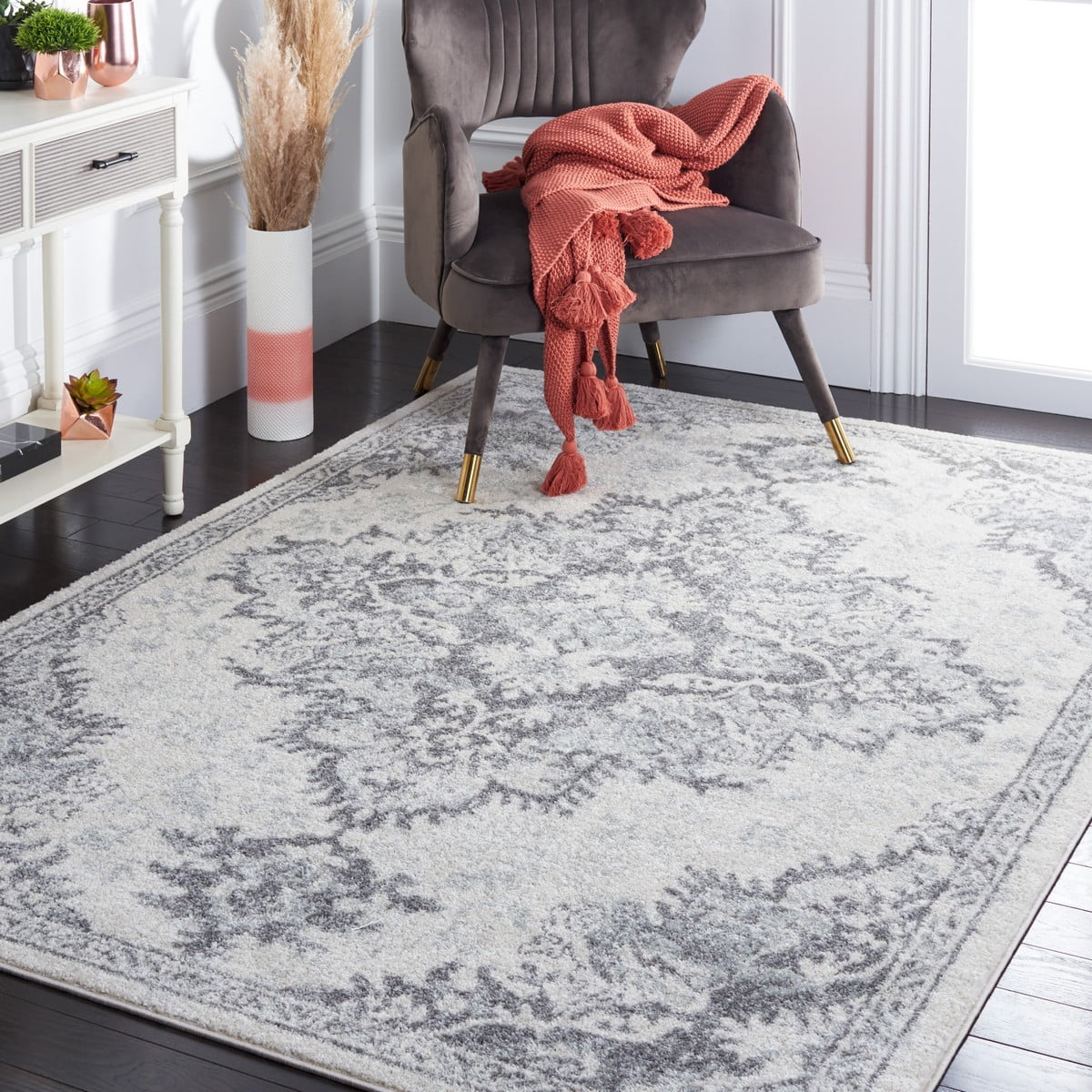 SAFAVIEH Tulum Apache Abstract Area Rug, 9' x 12', Ivory/Grey