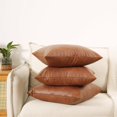 26x26 inch Faux Leather Throw Pillow Covers, Set of 2 Brown large Thick