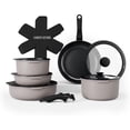 thumbnail image 1 of Country Kitchen 16 Piece Pots and Pans Set - Safe Nonstick Kitchen Cookware with Soft Touch Removable Handle, RV Cookware Set, Oven Safe (Grey), 1 of 8