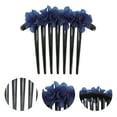 thumbnail image 3 of Unique Bargains 1 Pc Women's Frosted Hydrangeas Side Comb for Parties Dark Blue Plastic, 3 of 4