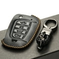 thumbnail image 5 of Vitodeco Genuine Leather Flip Key Fob Case Cover Compatible with Hyundai Accent, Kona, Santa Fe, Tucson, Venue, Sonata, Veloster 2018-2025 (4-Button, Black), 5 of 6