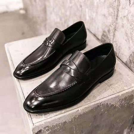 

LYCAQL Men Shoes Classic Business Leather Shoes Fashion Casual Solid Color Set Pointe Leather Shoes Slip on Shoes (Black 11.5)